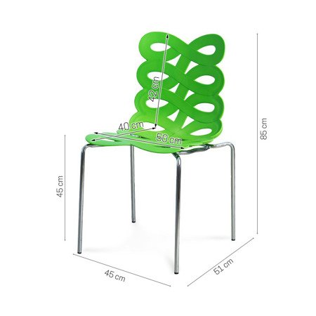 Krzesło na metalowych chromowanych nogach wstążka ribbon zielone H282