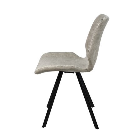 Krzesło na metalowych czarnych nogach tapicerowane skórzane ekoskóra nowoczesne stylowe jasno szare 063