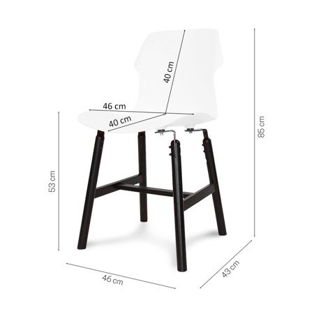 Krzesło na nogach czarnych nowoczesne stylowe do salonu restauracji hotelu białe 290