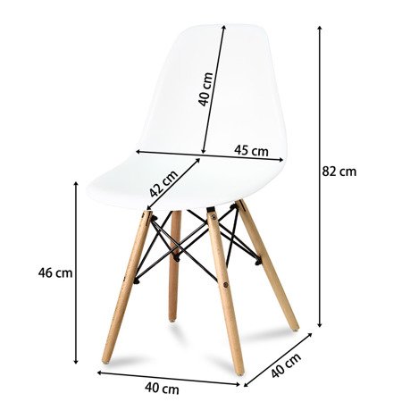 Krzesło nowoczesne na drewnianych bukowych nogach 212 AB białe + poduszka nakładka jasno szara do salonu UC62908