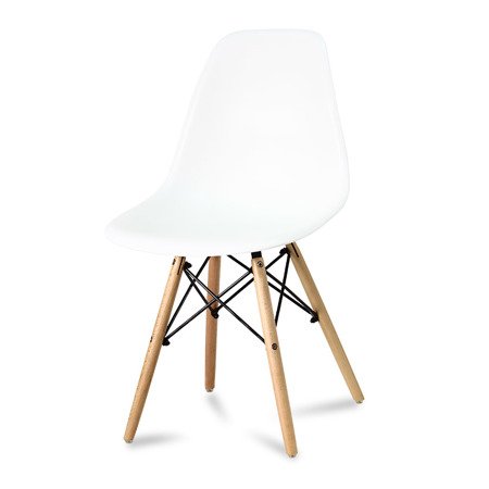 Krzesło nowoczesne na drewnianych bukowych nogach białe 212 AB + poduszka UC62909 nakładka kremowa do salonu