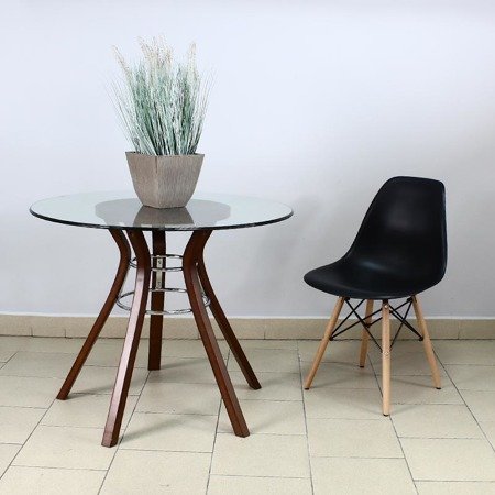 Krzesło nowoczesne na drewnianych bukowych nogach stylowe do kuchni restauracji czarne 212 TZ