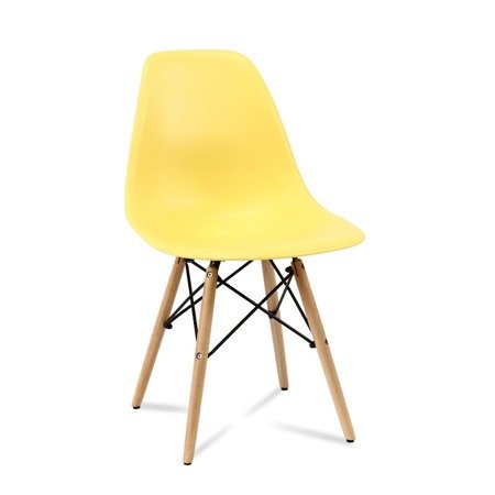 Krzesło nowoczesne na drewnianych bukowych nogach stylowe do kuchni restauracji żółte 212 TZ