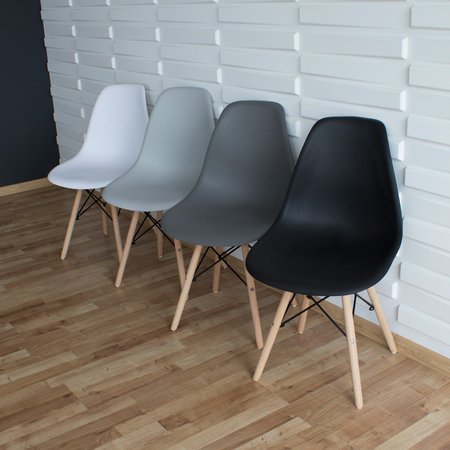 Krzesło nowoczesne na drewnianych bukowych nogach stylowe do salonu ciemno szare 212 AB