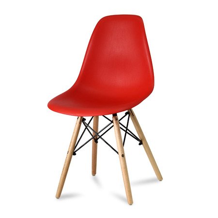 Krzesło nowoczesne na drewnianych bukowych nogach stylowe do salonu czerwone 212 AB