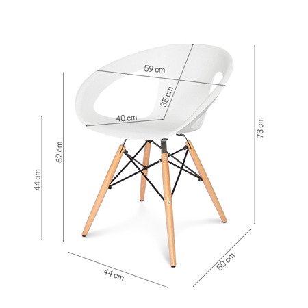 Krzesło nowoczesne na drewnianych bukowych nogach stylowe do salonu kuchni białe 232