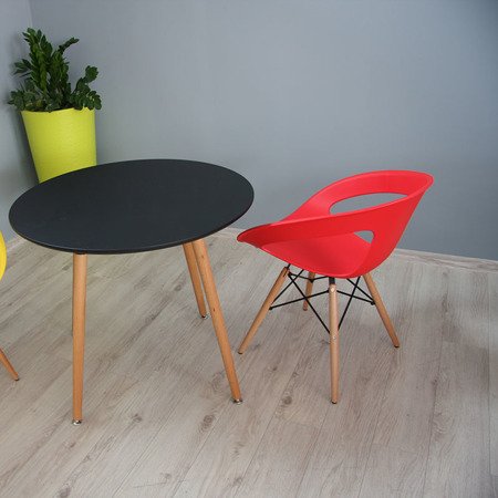 Krzesło nowoczesne na drewnianych bukowych nogach stylowe do salonu kuchni czerwone 232