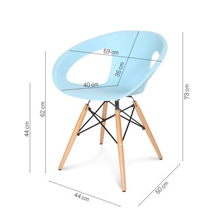 Krzesło nowoczesne na drewnianych bukowych nogach stylowe do salonu kuchni niebieskie 232