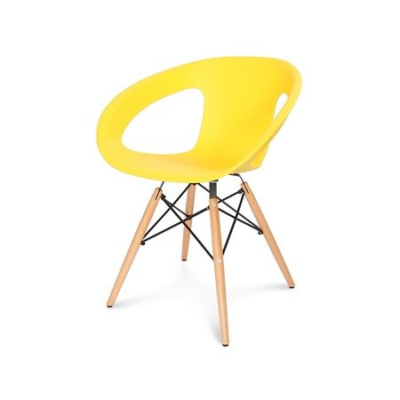 Krzesło nowoczesne na drewnianych bukowych nogach stylowe do salonu kuchni żółty 232
