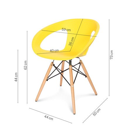 Krzesło nowoczesne na drewnianych bukowych nogach stylowe do salonu kuchni żółty 232