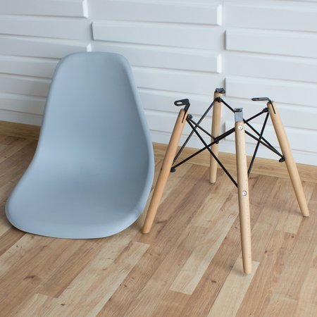Krzesło nowoczesne na drewnianych bukowych nogach stylowe do salonu niebieskie 212 AB
