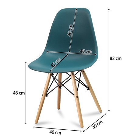 Krzesło nowoczesne na drewnianych bukowych nogach stylowe do salonu turkusowe 212 AB