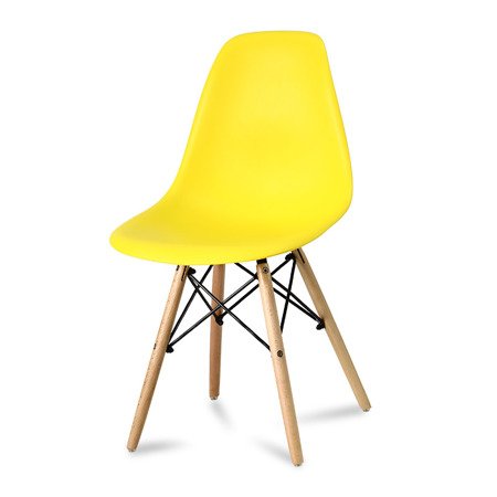 Krzesło nowoczesne na drewnianych bukowych nogach stylowe do salonu żółte 212 AB