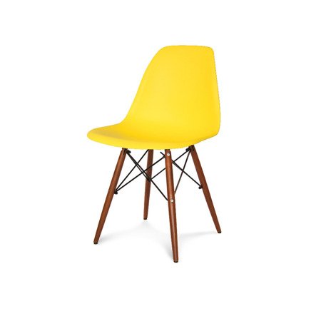 Krzesło nowoczesne na drewnianych nogach wenge stylowe do kuchni restauracji żółte 212 TA