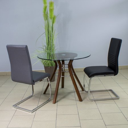 Krzesło nowoczesne na metalowych chromowanych nogach skórzane do biura salonu białe 706W GT
