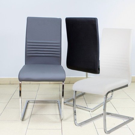 Krzesło nowoczesne na metalowych chromowanych nogach skórzane do biura salonu białe 706W GT