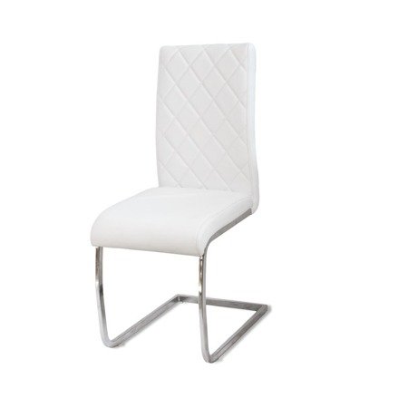Krzesło nowoczesne na metalowych chromowanych nogach skórzane do biura salonu białe 770 GT