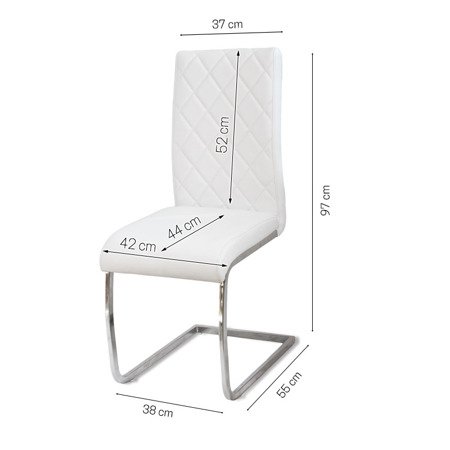 Krzesło nowoczesne na metalowych chromowanych nogach skórzane do biura salonu białe 770 GT