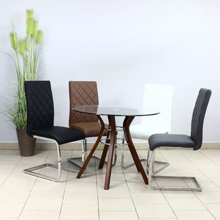 Krzesło nowoczesne na metalowych chromowanych nogach skórzane do biura salonu brązowe 770 GT