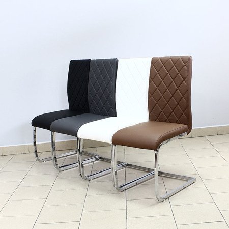 Krzesło nowoczesne na metalowych chromowanych nogach skórzane do biura salonu brązowe 770 GT