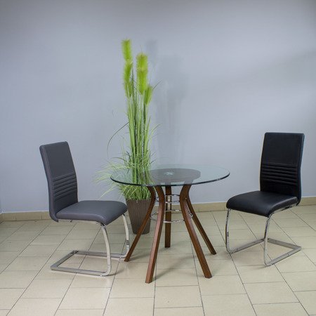 Krzesło nowoczesne na metalowych chromowanych nogach skórzane do biura salonu czarne 706 GT