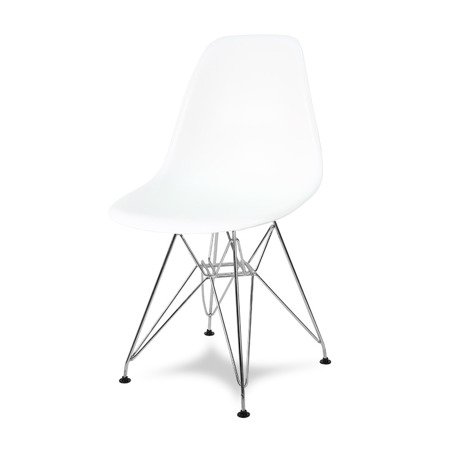 Krzesło nowoczesne na metalowych chromowanych nogach stylowe do kuchni białe 212 AB