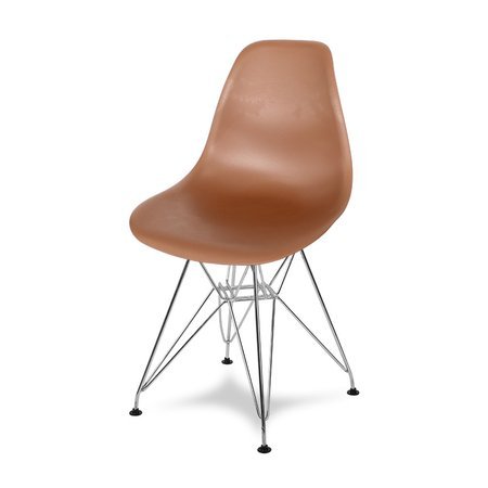 Krzesło nowoczesne na metalowych chromowanych nogach stylowe do kuchni brązowe 212 AB