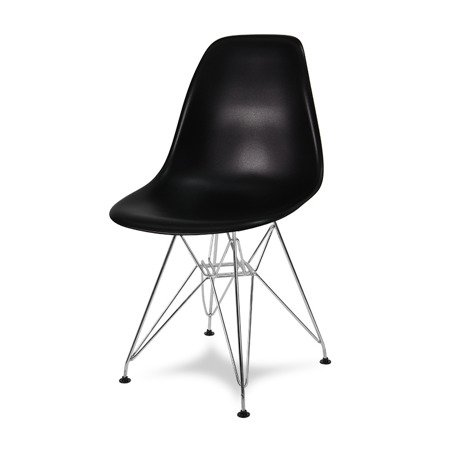 Krzesło nowoczesne na metalowych chromowanych nogach stylowe do kuchni czarne 212 AB