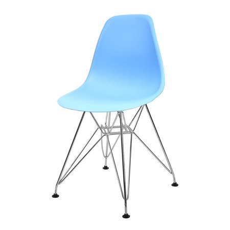 Krzesło nowoczesne na metalowych chromowanych nogach stylowe do kuchni niebieskie 212 AB