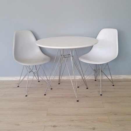 Krzesło nowoczesne na metalowych chromowanych nogach stylowe do kuchni niebieskie 212 AB