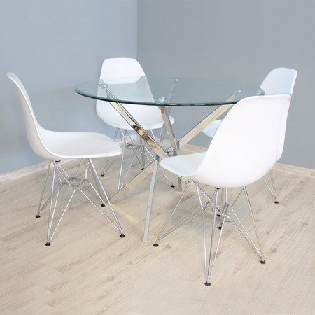 Krzesło nowoczesne na metalowych chromowanych nogach stylowe do kuchni różowe 212 AB