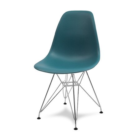 Krzesło nowoczesne na metalowych chromowanych nogach stylowe do kuchni turkusowe 212 AB/BB