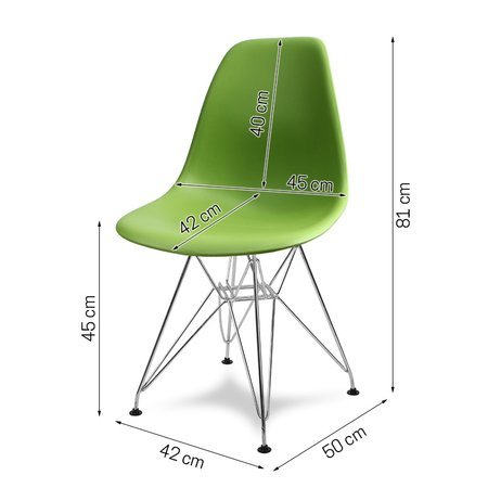 Krzesło nowoczesne na metalowych chromowanych nogach stylowe do kuchni zielone 212 AB
