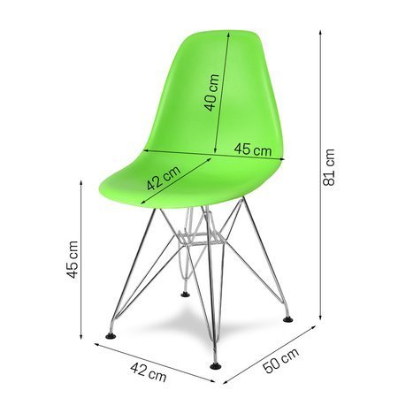 Krzesło nowoczesne na metalowych chromowanych nogach stylowe do kuchni zielone 212 WF