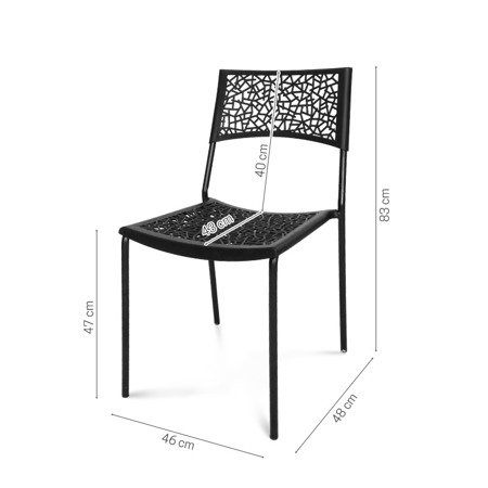 Krzesło nowoczesne ogrodowe vegetal ażur stylowe do ogrodu kuchni czarne 309