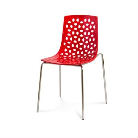 Krzesło nowoczesne stylowe do ogrodu na taras balkon czerwone 091 