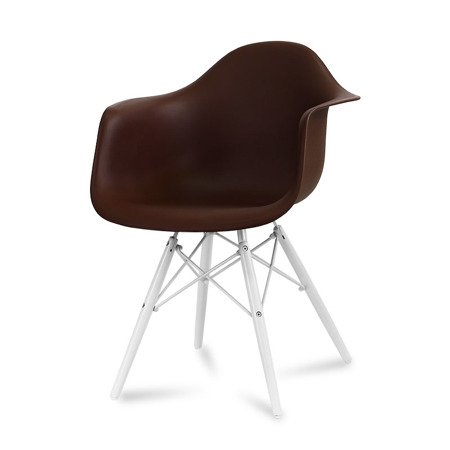 Krzesło nowoczesne stylowe na białych drewnianych nogach do salonu restauracji brązowe 211 TA