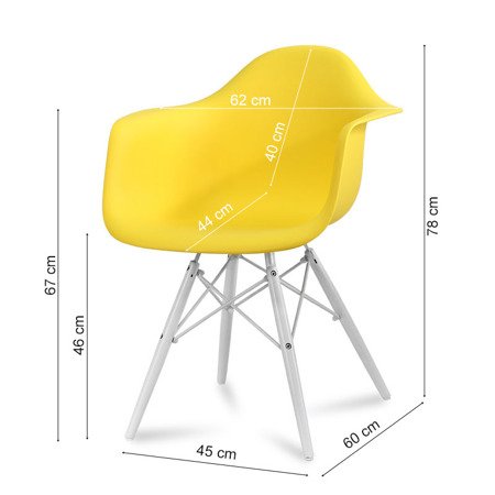 Krzesło nowoczesne stylowe na białych drewnianych nogach do salonu restauracji żółte 211 TA