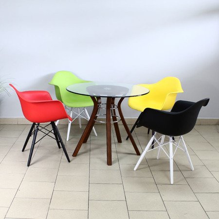 Krzesło nowoczesne stylowe na czarnch drewnianych nogach do salonu restauracji Szary przezroczysty transparentny 211 TA