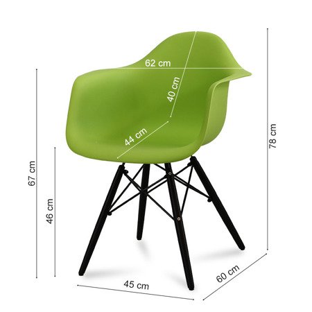 Krzesło nowoczesne stylowe na czarnych drewnianych nogach do salonu restauracji zielone 211 TA
