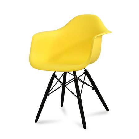 Krzesło nowoczesne stylowe na czarnych drewnianych nogach do salonu restauracji żółty 211 TA