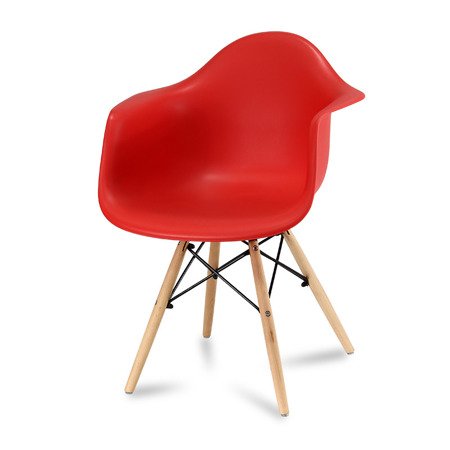 Krzesło nowoczesne stylowe na drewnianych bukowych nogach do salonu restauracji czerwone 211 AB