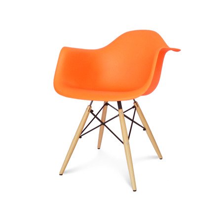 Krzesło nowoczesne stylowe na drewnianych bukowych nogach do salonu restauracji pomarańczowe 211 TZ 