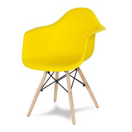 Krzesło nowoczesne stylowe na drewnianych bukowych nogach do salonu restauracji żółte 211 WF