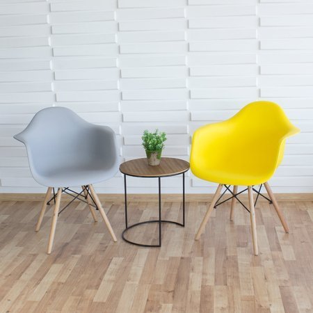 Krzesło nowoczesne stylowe na drewnianych bukowych nogach do salonu restauracji żółte 211 WF