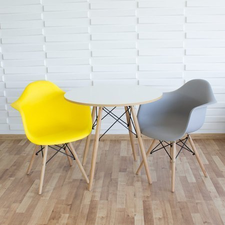 Krzesło nowoczesne stylowe na drewnianych bukowych nogach do salonu restauracji żółte 211 WF roz