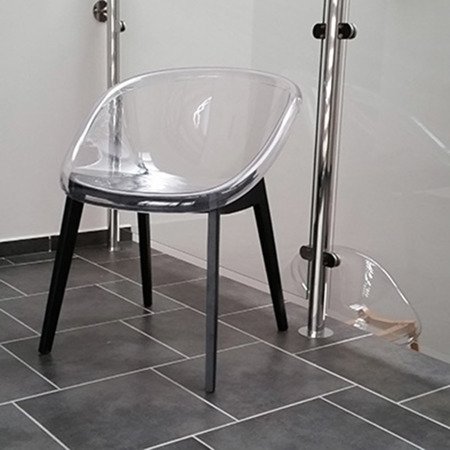 Krzesło nowoczesne stylowe na drewnianych nogach do salonu kuchni restauracji transparentne 147
