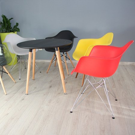 Krzesło nowoczesne stylowe na drewnianych nogach wenge do salonu restauracji białe 211TA