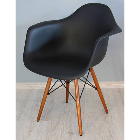 Krzesło nowoczesne stylowe na drewnianych nogach wenge do salonu restauracji czarny 211TA