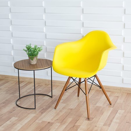 Krzesło nowoczesne stylowe na drewnianych wenge nogach do salonu restauracji żółte 211 WF